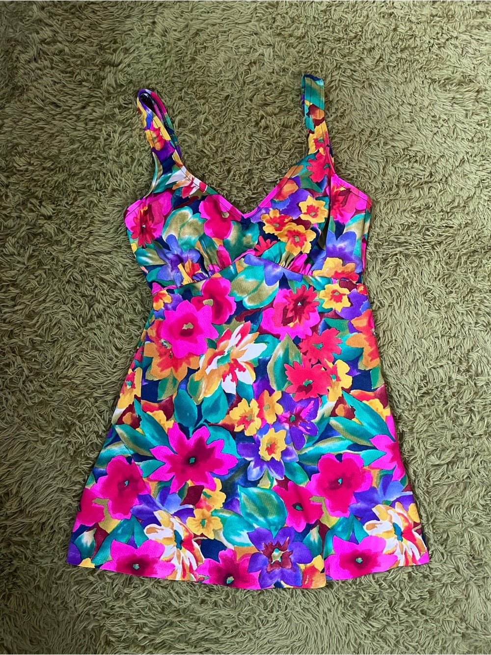 BRIGHT TROPICAL FLORAL SWIM DRESS | ROBBY LEN SWIMFASHIONS